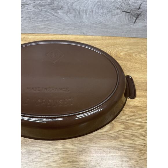 Vintage LE CREUSET #36 Brown Au Gratin Oval Open Baking Dish Enamel Cast Iron - Picture 3 of 7